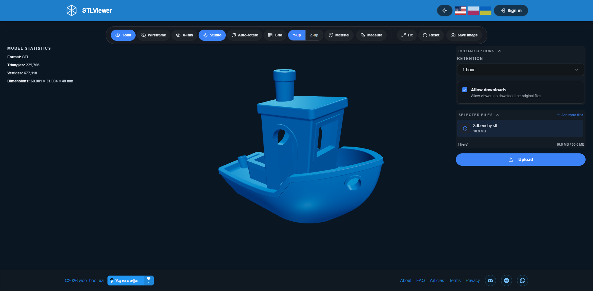STLViewer.online viewer in dark mode
