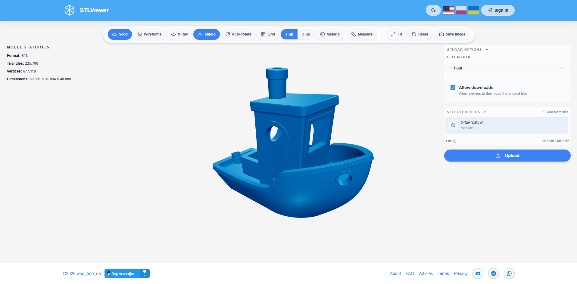 STLViewer.online viewer in light mode