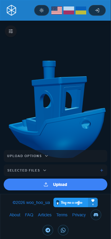 STLViewer.online on a mobile phone showing a responsive 3D model viewer layout